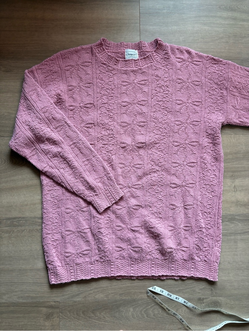 Vintage 90s Bow Knit Crewneck Sweater - Dusty Rose
